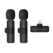 2-pack bežičnih kravatnih mikrofona Techsuit "LW2", Lightning - crni