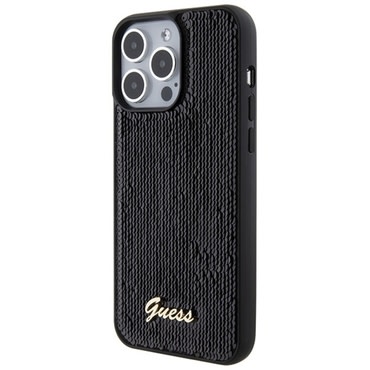 Originalna čvrsta TPU maska Guess "Sequin Script Metal" za iPhone 15 Pro Max - black