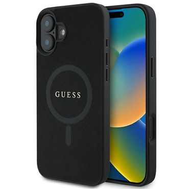 Originalna čvrsta TPU maska Guess "Saffiano MagSafe" za iPhone 16 Plus - black