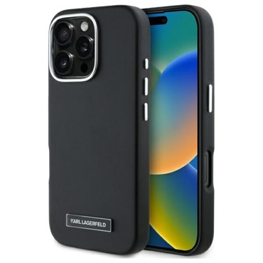 Originalna maska Karl Lagerfeld "FW Metal Plate" za iPhone 16 Pro Max - crna
