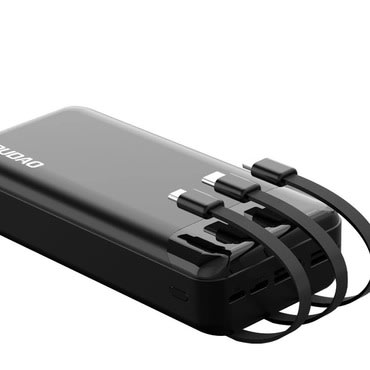 Power bank Dudao "K6 Pro Plus" s 2x USB i 1x USB-C izlazima i ugrađenim kablovima - 20000 mAh - crni