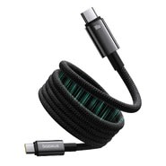 Kabel za punjenje i prijenos podataka Baseus "Tungsten Gold" pleteni USB-C u USB-C kabel s magnetnim zamatanjem 100W - 1m - crni