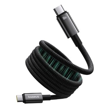 Kabel za punjenje i prijenos podataka Baseus "Tungsten Gold" pleteni USB-C u USB-C kabel s magnetnim zamatanjem 100W - 1m - crni Kabel za punjenje i prijenos podataka Baseus "Tungsten Gold" pleteni USB-C u USB-C kabel s magnetnim zamatanjem 100W - 1m - crni