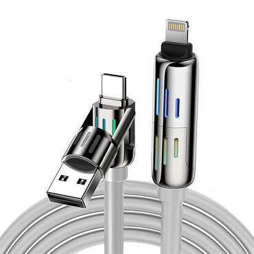 USB-C, Lightning i USB-A 4u1 kabel za punjenje i prijenos podataka Blitzwolf "HDC6" 240W - 1.2m - sivi USB-C, Lightning i USB-A 4u1 kabel za punjenje i prijenos podataka Blitzwolf "HDC6" 240W - 1.2m - sivi