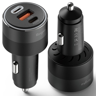 Ultra brzi autopunjač Ringke "3-Port" s dva USB-C i jednim USB-A izlazom za punjenje, PD 3.0 84W - crni Ultra brzi autopunjač Ringke "3-Port" s dva USB-C i jednim USB-A izlazom za punjenje, PD 3.0 84W - crni