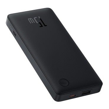 Power bank Baseus "Airpow Lite 15W" s jednim  USB-C i jednim USB ulazom i USB-C kablom - 10000 mAh - crni Power bank Baseus "Airpow Lite 15W" s jednim  USB-C i jednim USB ulazom i USB-C kablom - 10000 mAh - crni