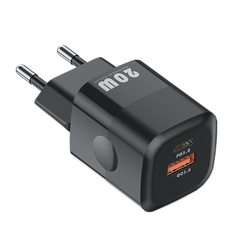 VIP X Deal: Zidni punjač MiniGaN 20W - s GaN tehnologijom i dva izlaza - USB-C PD 3.0 i USB-A QC 3.0 - onyx black