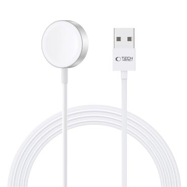 Bežična punjačka stanica Tech-Protect "UltraBoost" za Apple Watch satove - USB-A 2.5W - 1.2m - bijela Bežična punjačka stanica Tech-Protect "UltraBoost" za Apple Watch satove - USB-A 2.5W - 1.2m - bijela