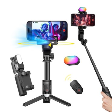 Gimbal stabilizator Smart M1 Pro - 1-osni AI 4u1 komplet s RGB lampicom, daljinskim upravljačem, tripod stalkom i selfie stickom - 88cm