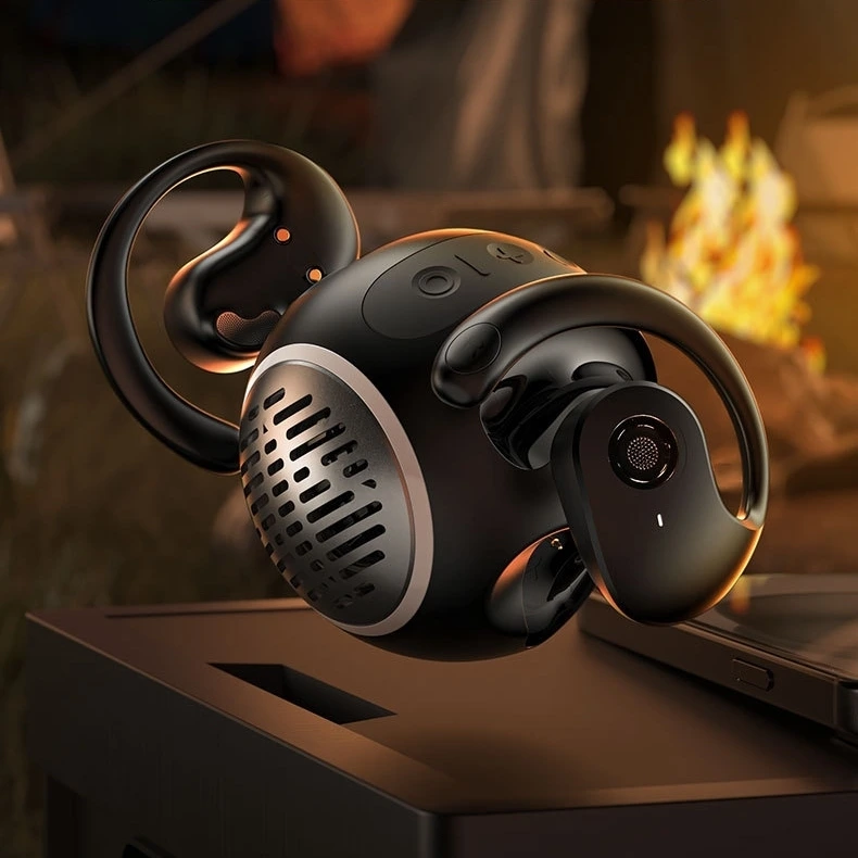 Bežične slušalice sa zvučnikom SoundSphere 2v1 - OpenEar Bluetooth 5.4 slušalice sa zvučnikom ugrađenim u postaju za punjenje - space black