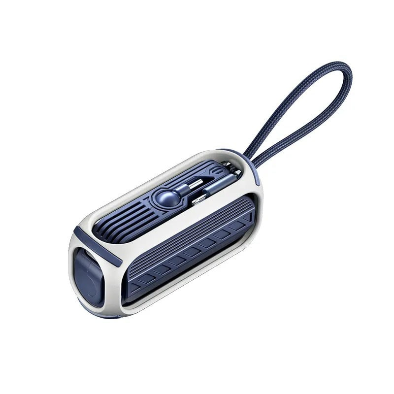 Power Bank Capsule Series 20W: Trendi rezervna baterija s dva konektora, vezicom i odličnim kapacitetom 5000 mAh - USB-C + Lightning - navy blue