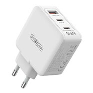 Premium 65W zidni adapter s GaN tehnologijom Duzzona T9 s 2x USB-C i 1x USB-A izlazima - bijeli Premium 65W zidni adapter s GaN tehnologijom Duzzona T9 s 2x USB-C i 1x USB-A izlazima - bijeli