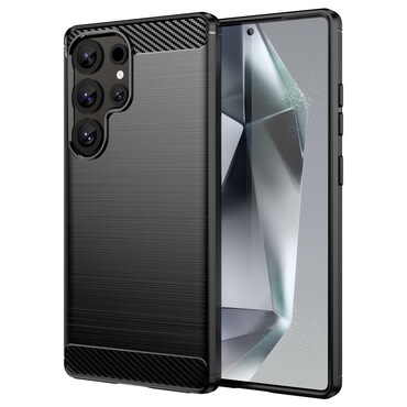 TPU gel maska  "Brushed Carbon" za Samsung Galaxy S25 Ultra -  crna
