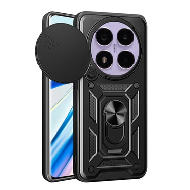 Robusna maska MaX-Armor s obručem, metalnom pločicom i zaštitom zadnjih kamera za Xiaomi Note 14 Pro 5G / Poco X7 - army black