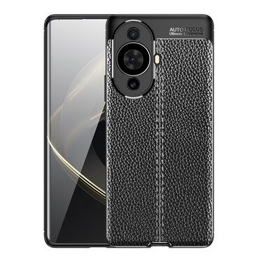 Elegantna gel maska Elite Guard s teksturom kože i zaštitom rubova za Huawei Nova 13 Pro - obsidian black