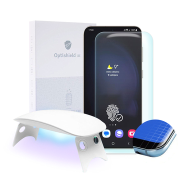 Premium zaštitno staklo Optishield Lux za Samsung Galaxy S25 Plus i UV svjetiljka