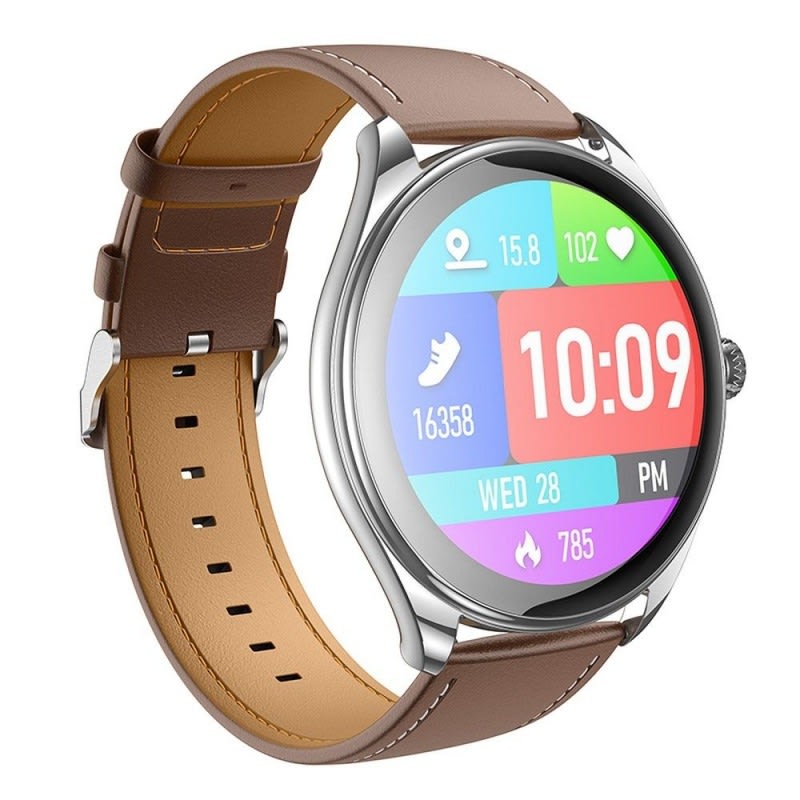 Hoco Y22 pametni sad s 1.43 inčnim zaslonom, Bluetooth 5.3 vezom i dugim životnim vijekom baterije - srebrni