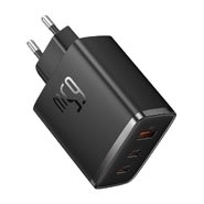 Zidni punjač Baseus Super OS-Cube Pro s 1x USB-A i 2x USB-C izlazima i standardima brzpg punjenja 65W - crni