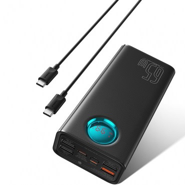 Power bank Baseus Amblight Digital Display 65W sa četiri USB-A i jednim USB-C priključkom - 26.800 mAh - crni Power bank Baseus Amblight Digital Display 65W sa četiri USB-A i jednim USB-C priključkom - 26.800 mAh - crni