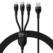 Kabel za punjenje Baseus "Flash Series II" - 3u1 kabel za punjenje iz USB u USB-C, Lightning i Micro USB konektore i brzim punjenjem 100W - 1.2m - crni Kabel za punjenje Baseus "Flash Series II" - 3u1 kabel za punjenje iz USB u USB-C, Lightning i Micro USB konektore i brzim punjenjem 100W - 1.2m - crni