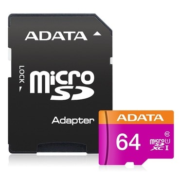 Micro SDHC memorijska kartica Adata 64GB Class 10 UHS-I U1 100MB/s i adapter - ljubičasta