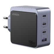 Zidni punjač Ugreen Nexode Air X565 100W s 3x USB-C i 1x USB-A izlazima za punjenje četiri uređaja odjednom - sivi