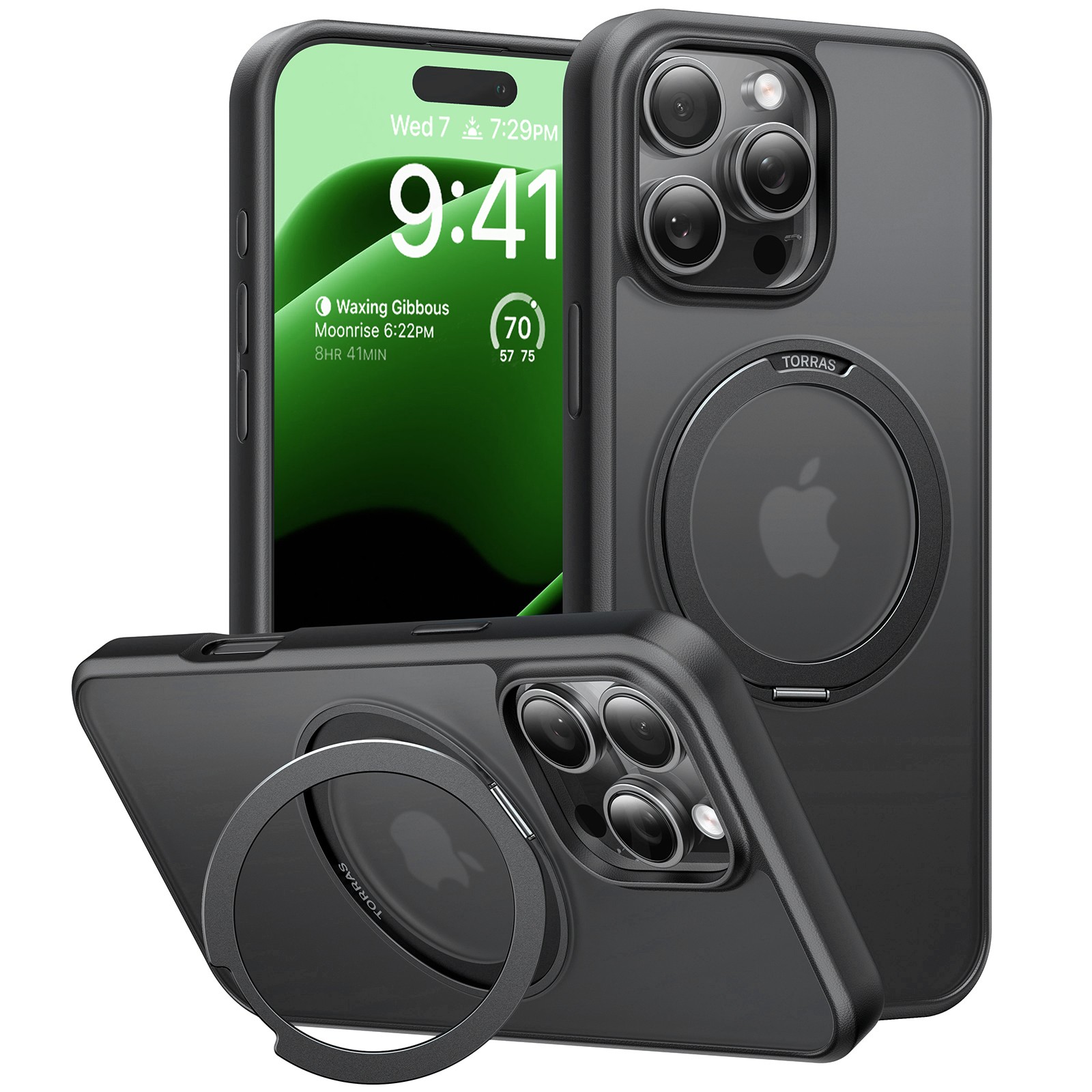 Premium maska Torras "Ostand Pro" za iPhone 16 Pro - crna