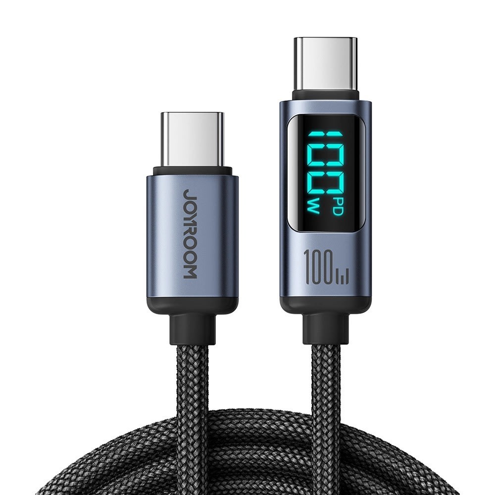 USB-C u USB-C kabel Joyroom Prism A16 s LED pokazivačem snage i 100W brzim punjenjem - 1.2m - gunmetal