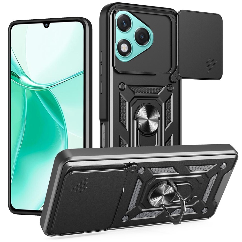Robusna maska MaX-Armor s obručem, metalnom pločicom i zaštitom zadnjih kamera za Honor 400 Lite - army black