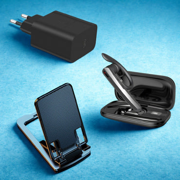 Work & Call - Mono slušalica, stalak za telefon i ultra brzi punjač za prostoručne pozive i učinkoviti posao