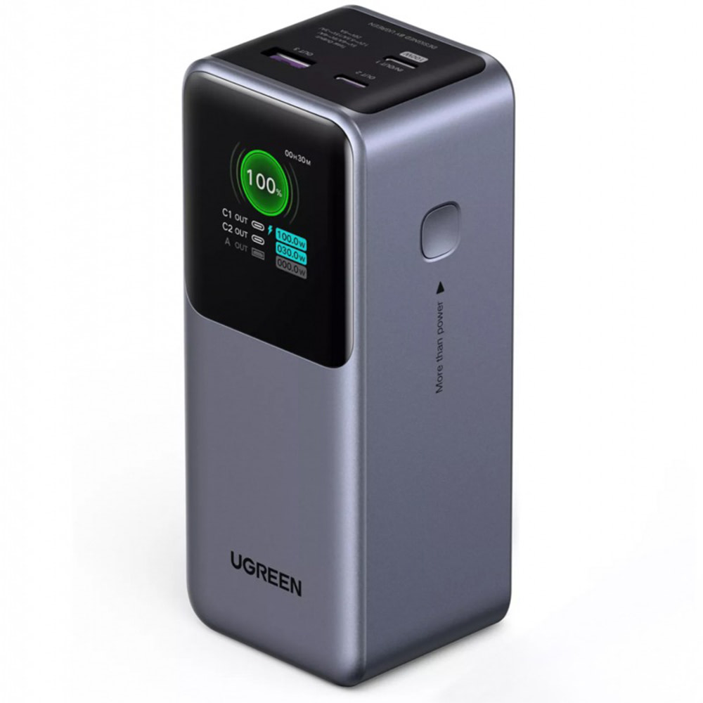 Power bank Ugreen PB721 130W QC + PD s dva USB-C i jednim USB-A izlazom - 12000 mAh - sivi