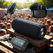 Glazba ne poznaje granice - Vrhunski zvuk i energija koji te prate posvuda : zvučnik, slušalice, brzi punjač i powerbank u jednom kompletu