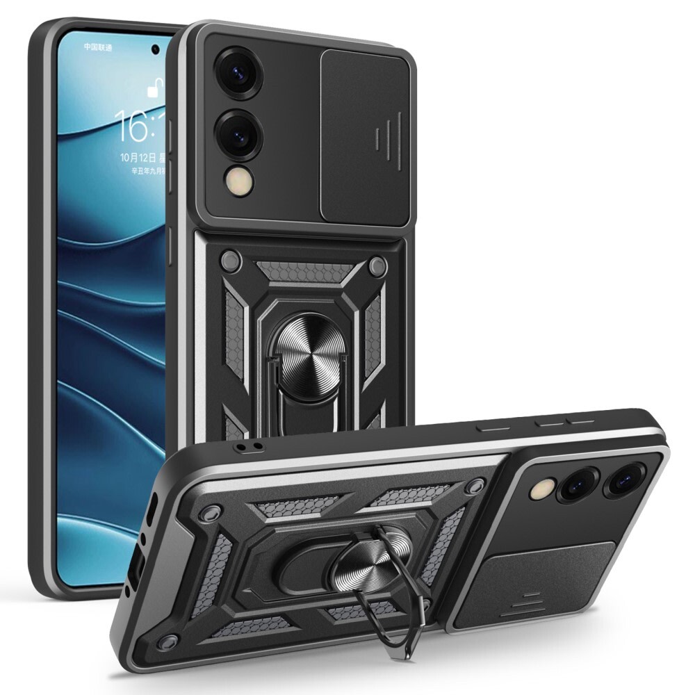 Robusna maska MaX-Armor s obručem, metalnom pločicom i zaštitom zadnjih kamera za Samsung Galaxy S25 Edge - army black