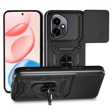 Robusna maska MaX-Armor s obručem, metalnom pločicom i zaštitom zadnjih kamera za Honor 400 - army black