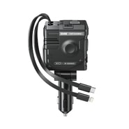 AutopunjačXO "CC66" s USB-C i USB-A izlazima te dva izvlačna kabla, USB-C i Lightning PD 104W - crni