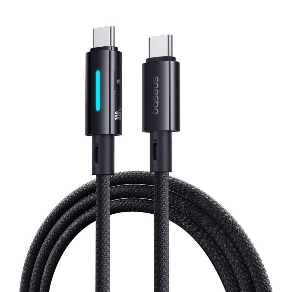 Kabel za punjenje i prijenos podataka USB-C v USB-C Baseus "Lit" s PD i QC 100W - 1m - crni