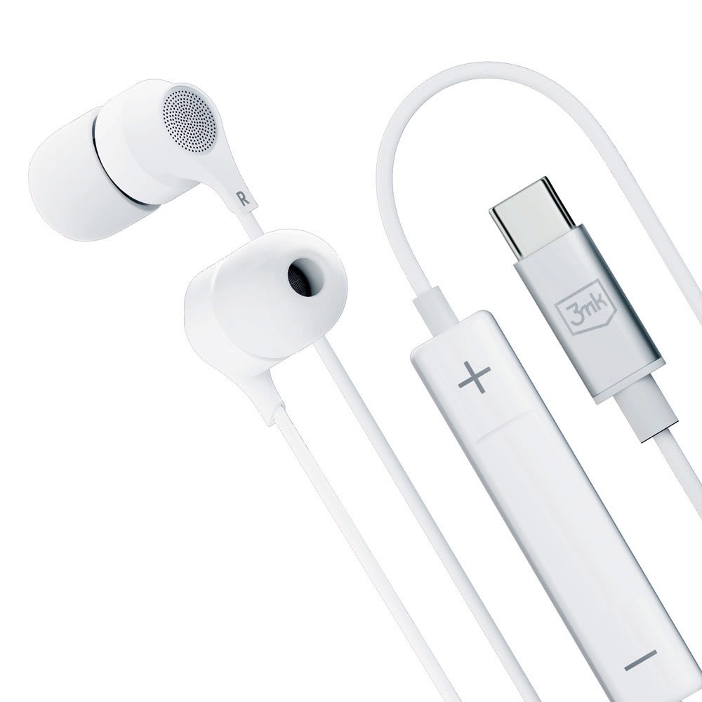 In-ear slušalice 3mk Wired s USB-C priključkom, mikrofonom i upravljanjem na kablu - 1.2m - bijele