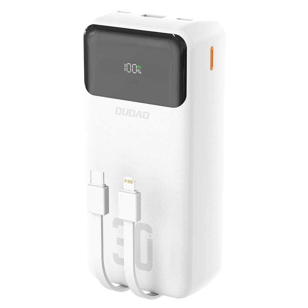 Power bank Dudao K15MAX 30000 mAh s ugrađenim kablovima i brzim PD punjenjem - bijeli