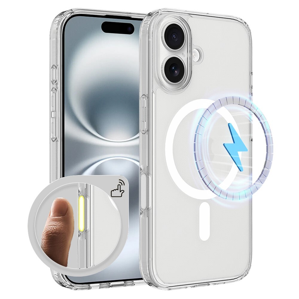 Maska "MagClear" s gumbom za upravljanje kamere za iPhone 16 Plus - prozirna