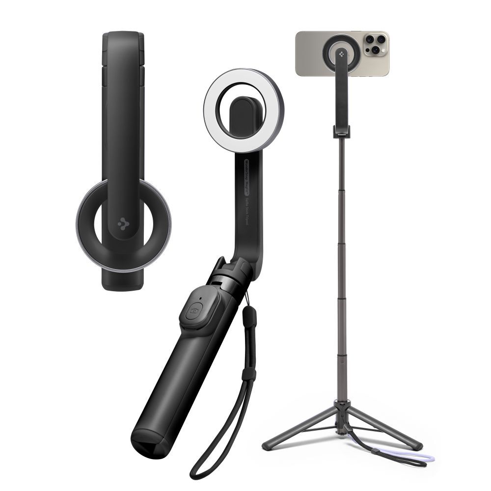 Premium tripod i selfie stick Spigen "LS571W" za sve MagSafe kompatibilne uređaje - crni