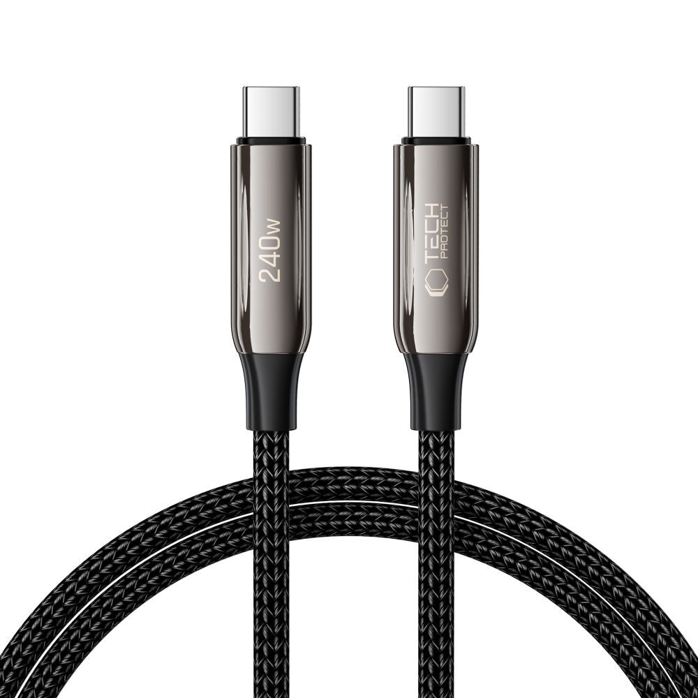 USB-C u USB-C kabel Tech-Protect "UltraBoost 10T" s PD 240W i QC 4.0 punjenjem te 480 Mbps prijenosom podataka - 1m - crni