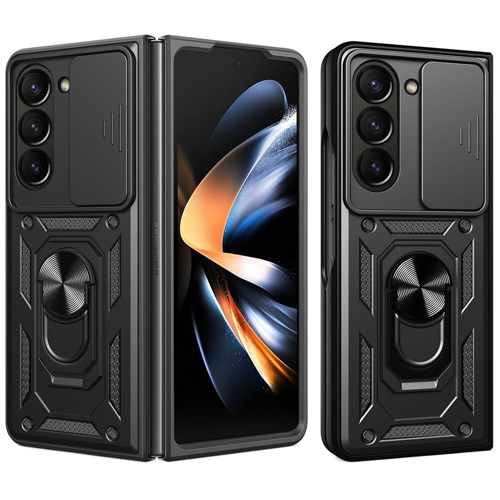 Robusna maska MaX-Armor s obručem, metalnom pločicom i zaštitom zadnjih kamera za Samsung Galaxy Z Fold7 - army black