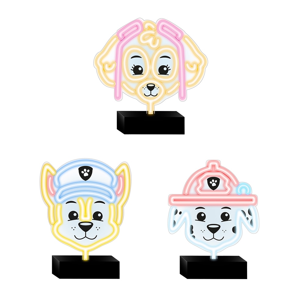 Psići u ophodnji - dekorativna LED neon svjetiljka Paw Patrol™ - svjetiljka na stalku - Skye + Chase + Marshall