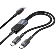 2u1 pleteni kabel USB-C u 2x USB-C Hoco "U139" 100W 5A - 1.2m - crni