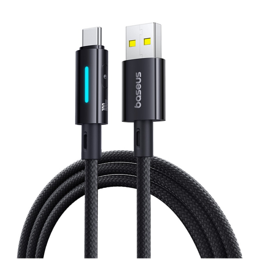 Kabel za punjenje i prijenos podataka USB-A v USB-C Baseus "Lit" s PD i QC 100W - 1m - crni
