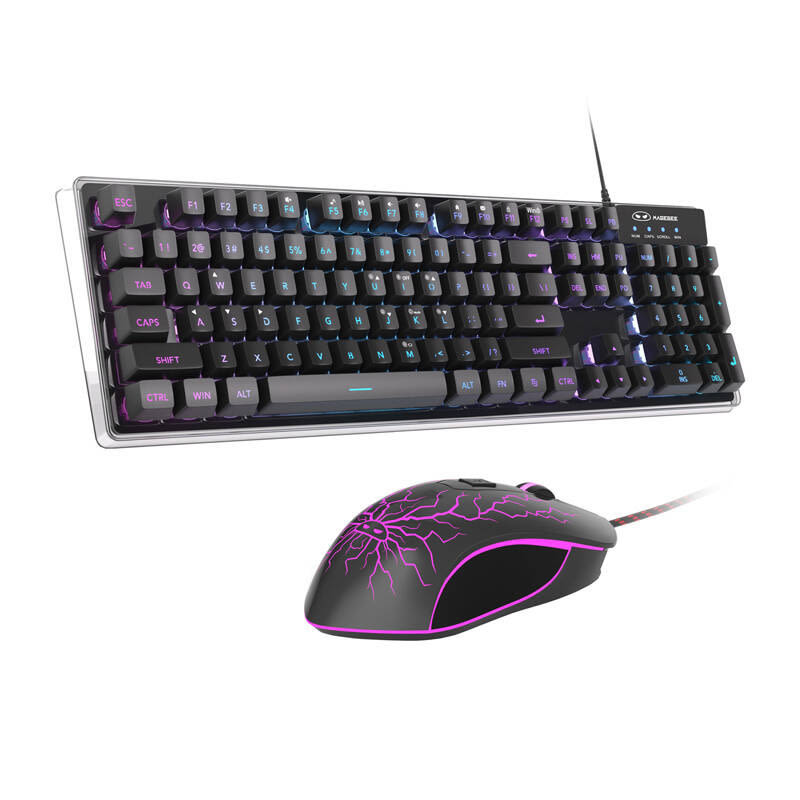 Gaming komplet 2u1 MageGee "K1" s mehaničkom žičanom tipkovnicom i mišom - crni