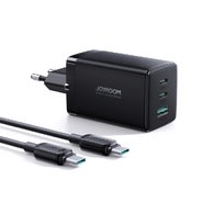 Zidni punjač Joyroom 100W s GaN tehnologijom, tri USB-C i jednim USB-A ulazom i kablom USB-C u USB-C za brzo punjenje - crni