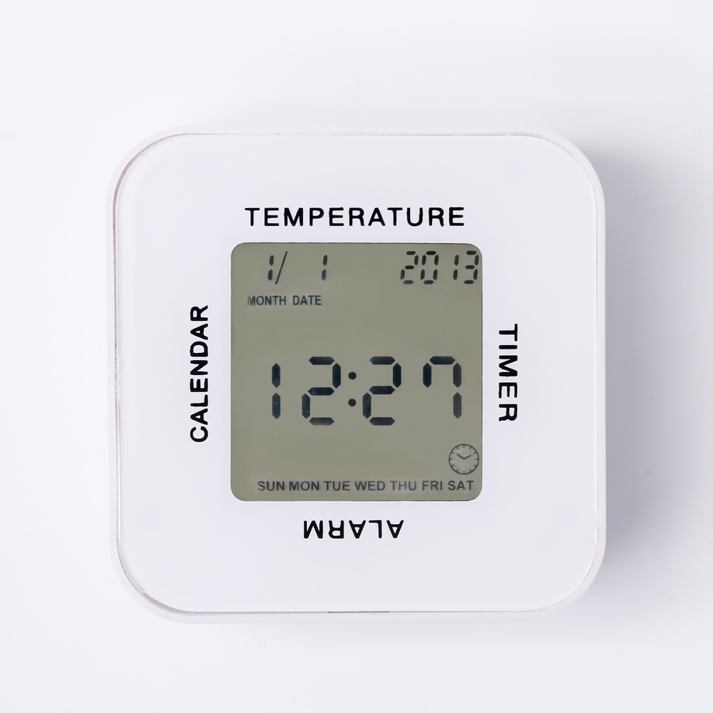 Digitalni sat i budilica Setty "Rotating Clock" s osvjetljenjem zaslona u boji i termometrom - bijeli