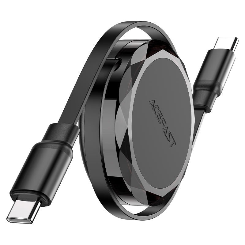 Retrakcijski USB-C kabel Acefast C13-03 s 60W punjenjem - 0.8m - crni