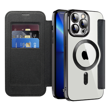 Torbica "SmartMag Book" s MagSafe tehnologijom i RFID novčanikom za iPhone 13 Pro Max - black